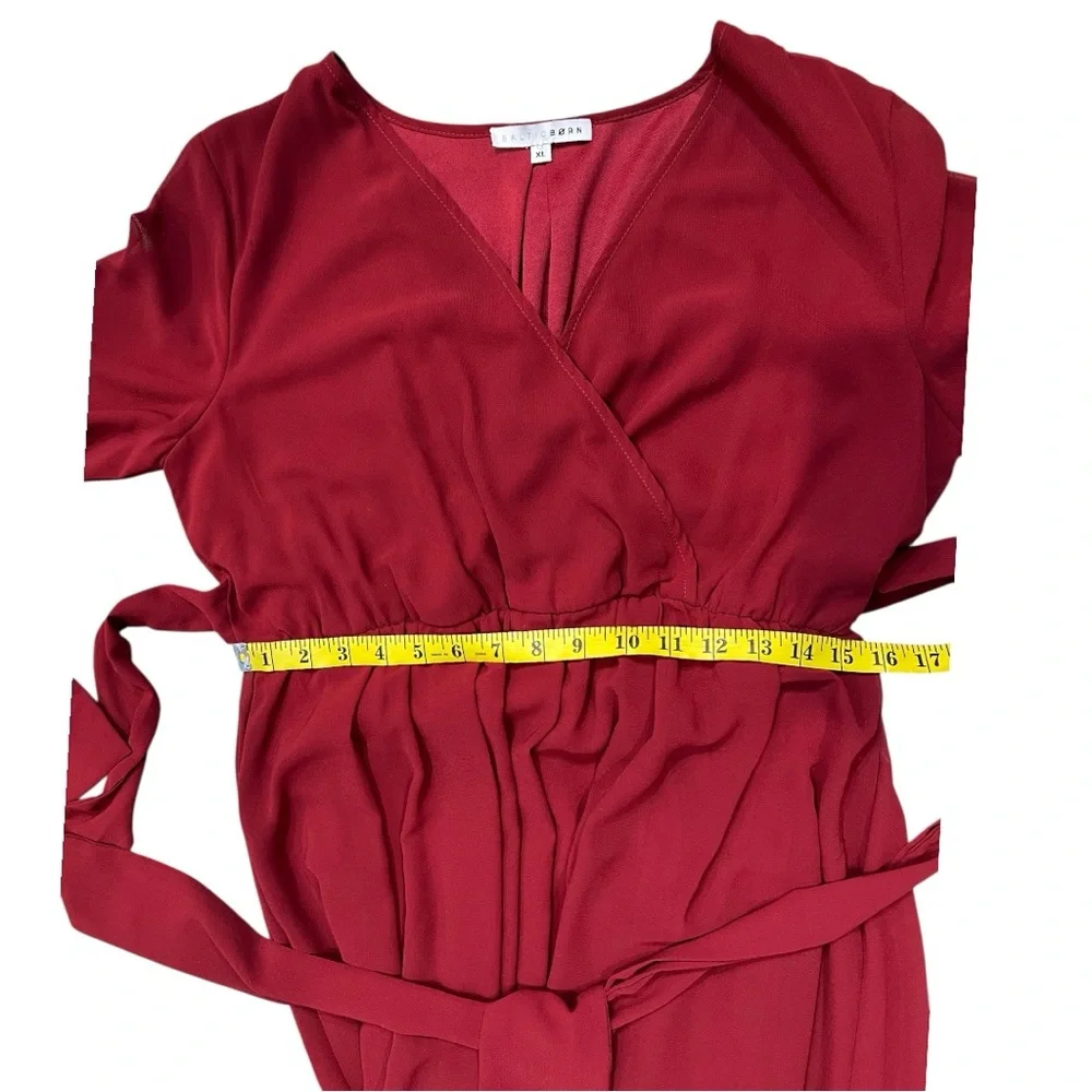 BALTIC BORN Burgundy Lydia Tie Waist Maxi Dress Flowy Romantic Size XL - Picture 12 of 13